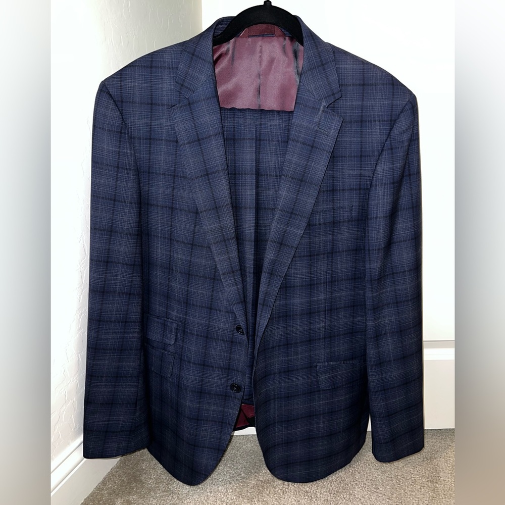 Stitched Navy Plaid Suit